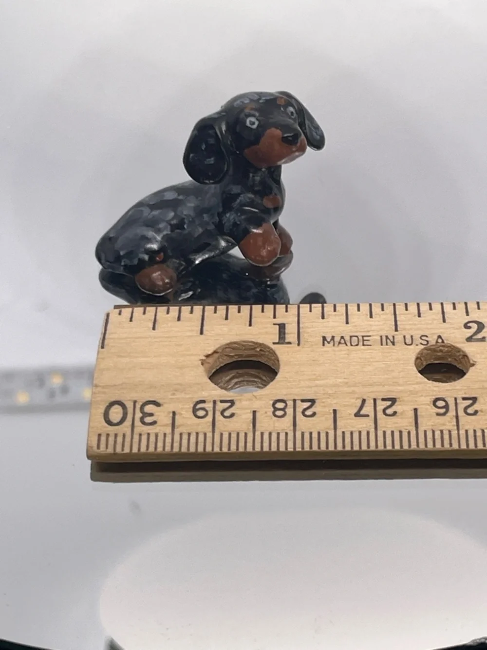 Dapple mini Dachshund Dog Figurine stoneware - Decorative Pet Accent
